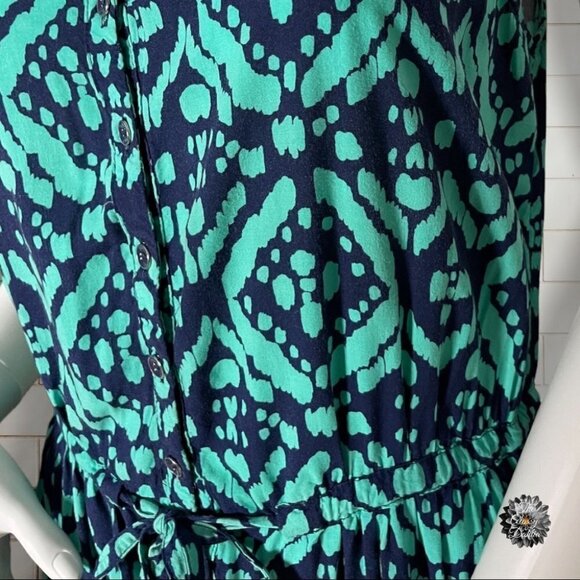 GEOMETRIC Sleeveless Maxi Dress by Gap in Green and Blue Size Medium - Picture 7 of 14